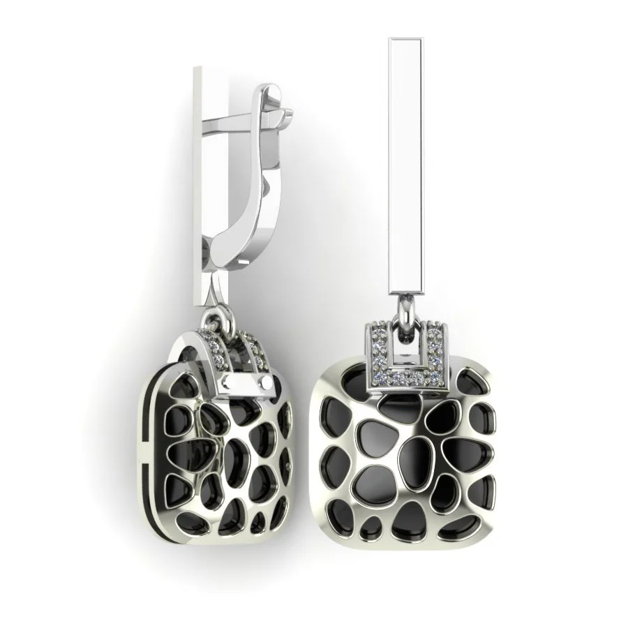 Drop Earring in 14K/585 White Gold with Irix and Cubic Zirconia - Image 2