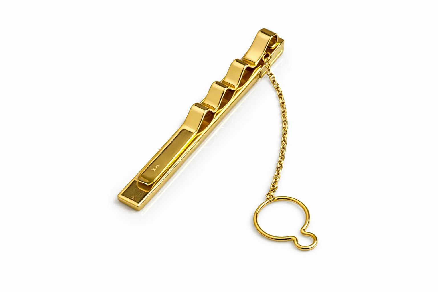 14K/585 Yellow Gold Tie Bar with Rhodium Plated Details - Image 2