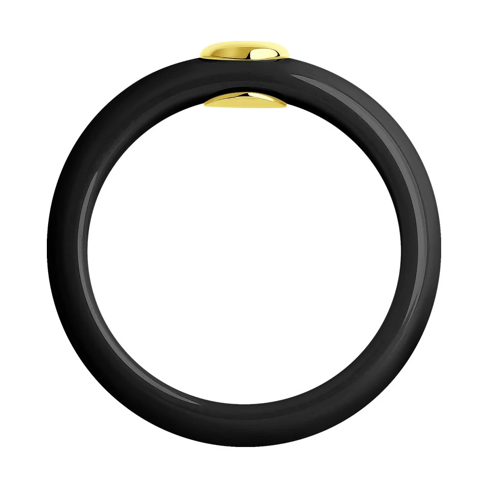 Ceramic Ring with Diamond and 14K/585 Yellow Gold - Image 3