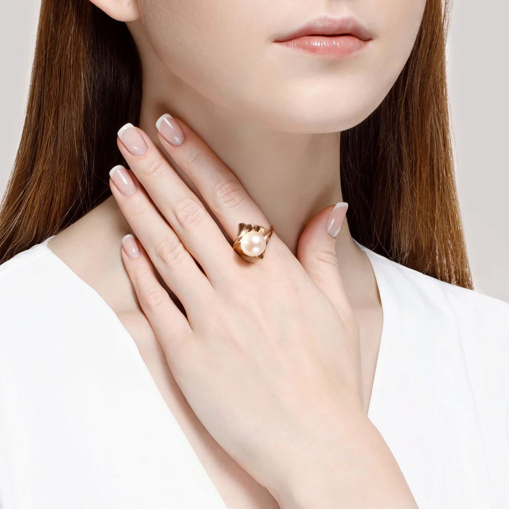 Ring in 14K/585 Yellow Gold with Pearl - Image 2
