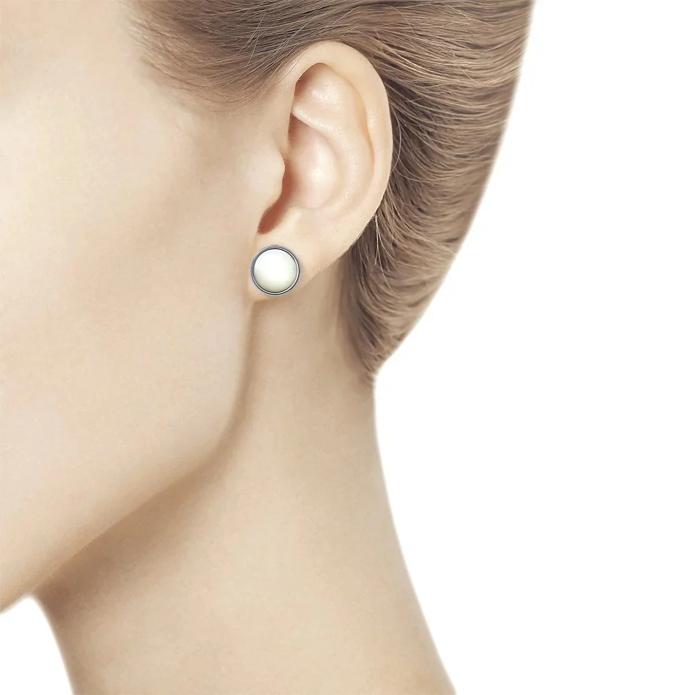 925 Sterling Silver Stud Earrings with Mother of Pearl - Image 2