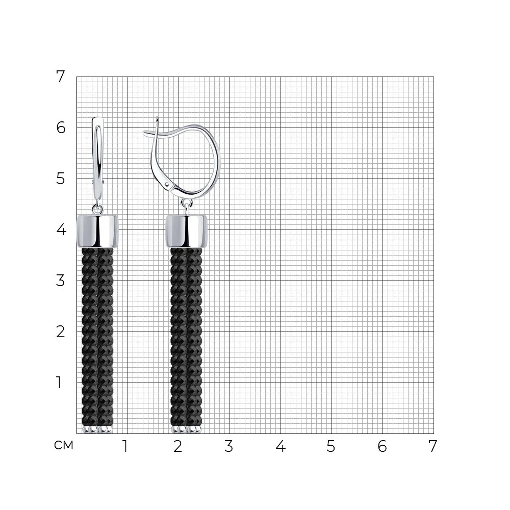 925 Sterling Silver Drop Earrings with Black Spinel - Image 2
