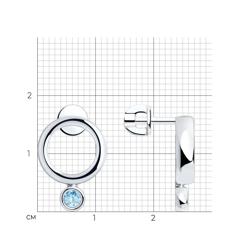 925 Sterling Silver Stud Circle Earrings with Topazes - Image 4