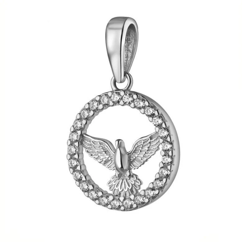 925 Sterling Silver Bird Pendant with Cubic Zirconia