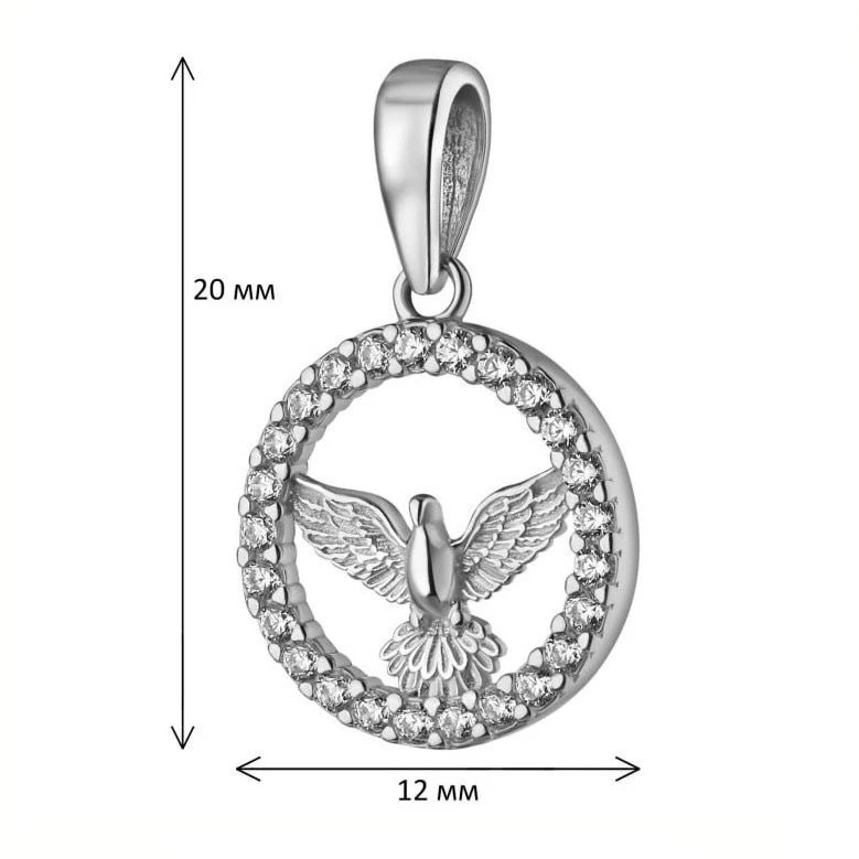 925 Sterling Silver Bird Pendant with Cubic Zirconia - Image 2