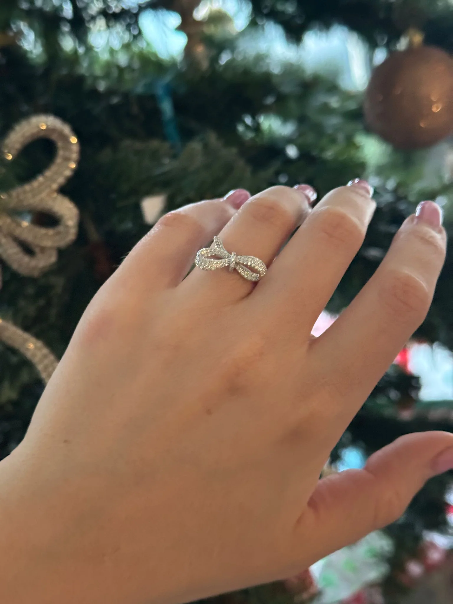 925 Sterling Silver Bow Ring with Cubic Zirconia - Image 2