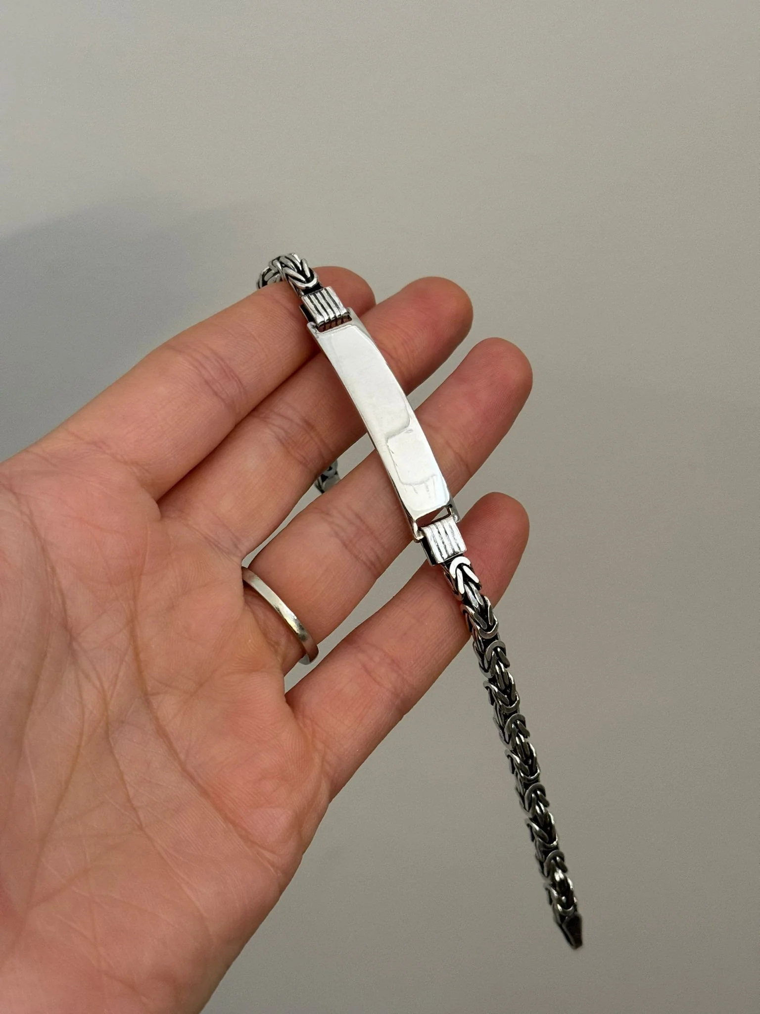925 Sterling Silver Bracelet with Plate for Engraving - Image 2