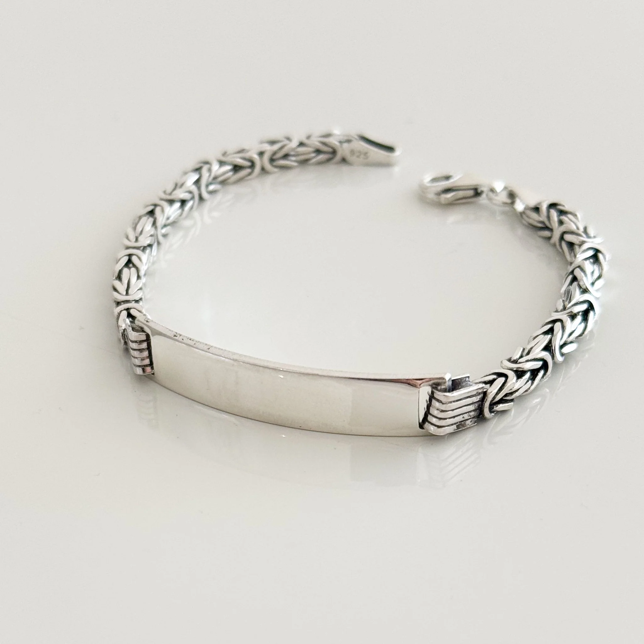 925 Sterling Silver Bracelet with Plate for Engraving - Image 3