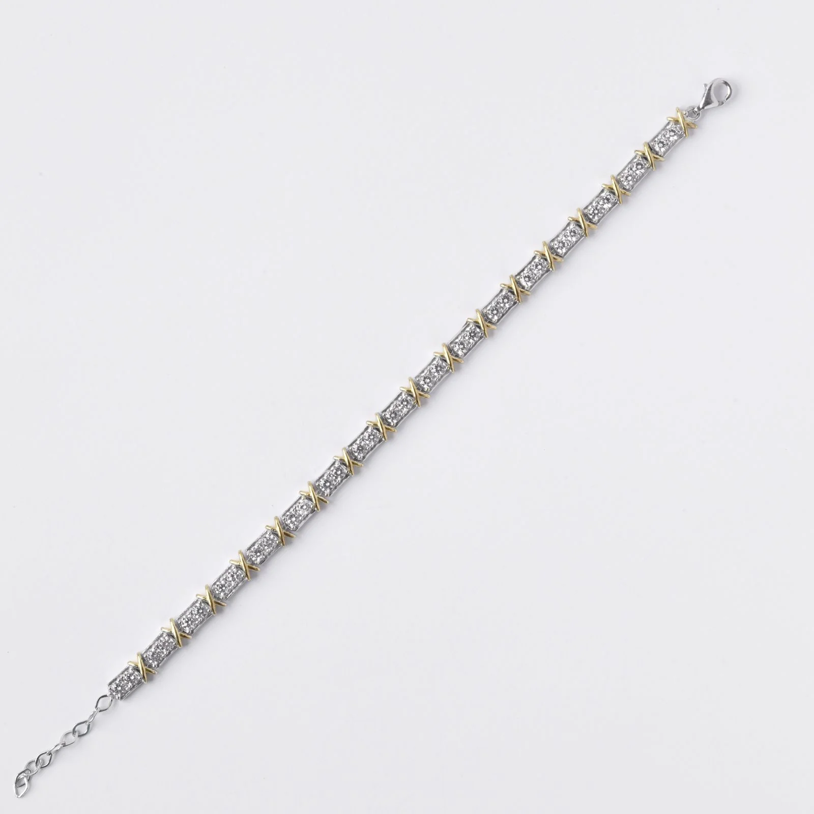 925 Sterling Silver Bracelet with Yellow Gold Plated Details and Cubic Zirconia - Image 4