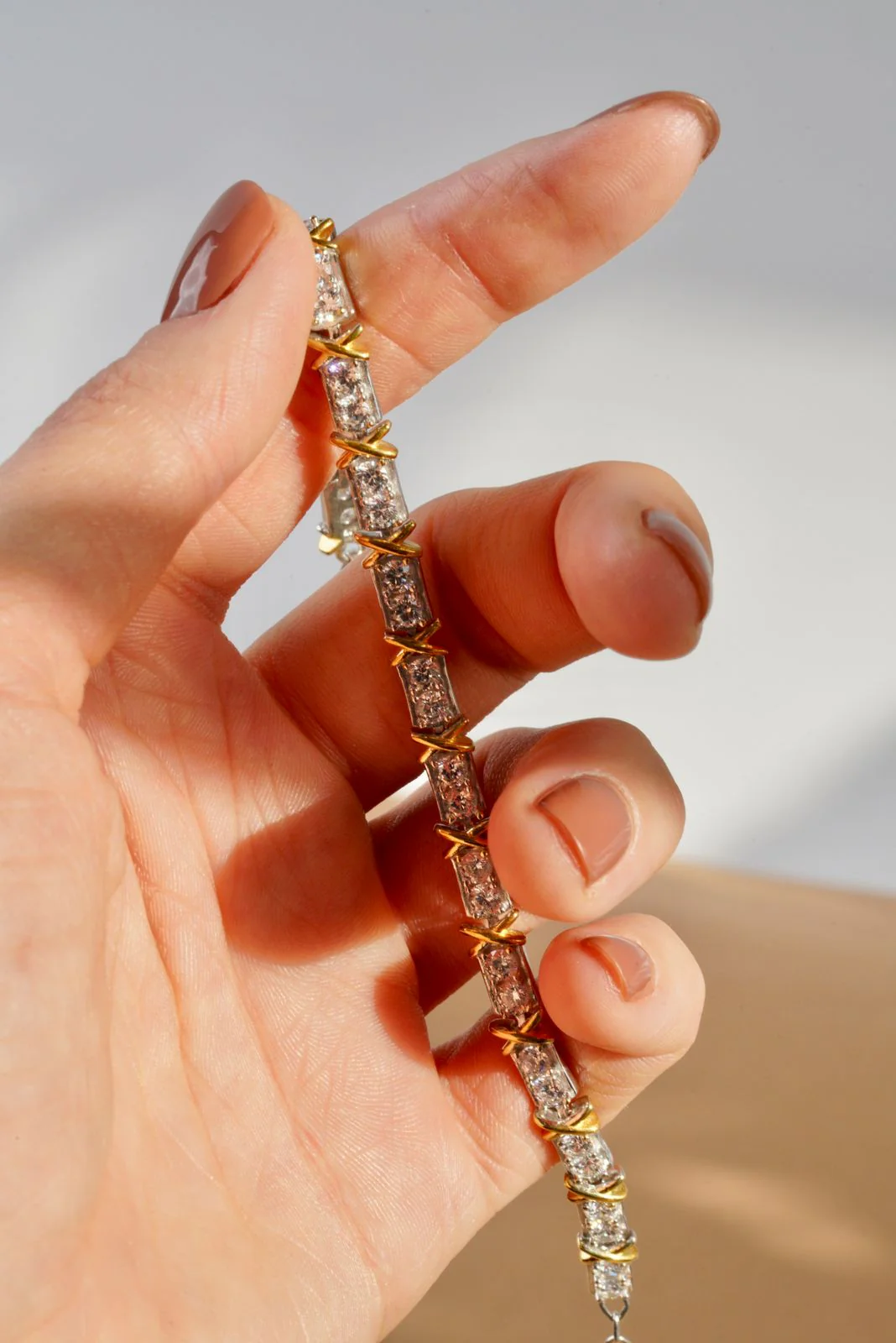 925 Sterling Silver Bracelet with Yellow Gold Plated Details and Cubic Zirconia - Image 6