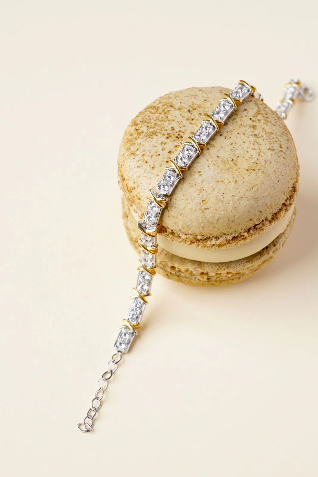 925 Sterling Silver Bracelet with Yellow Gold Plated Details and Cubic Zirconia - Image 7