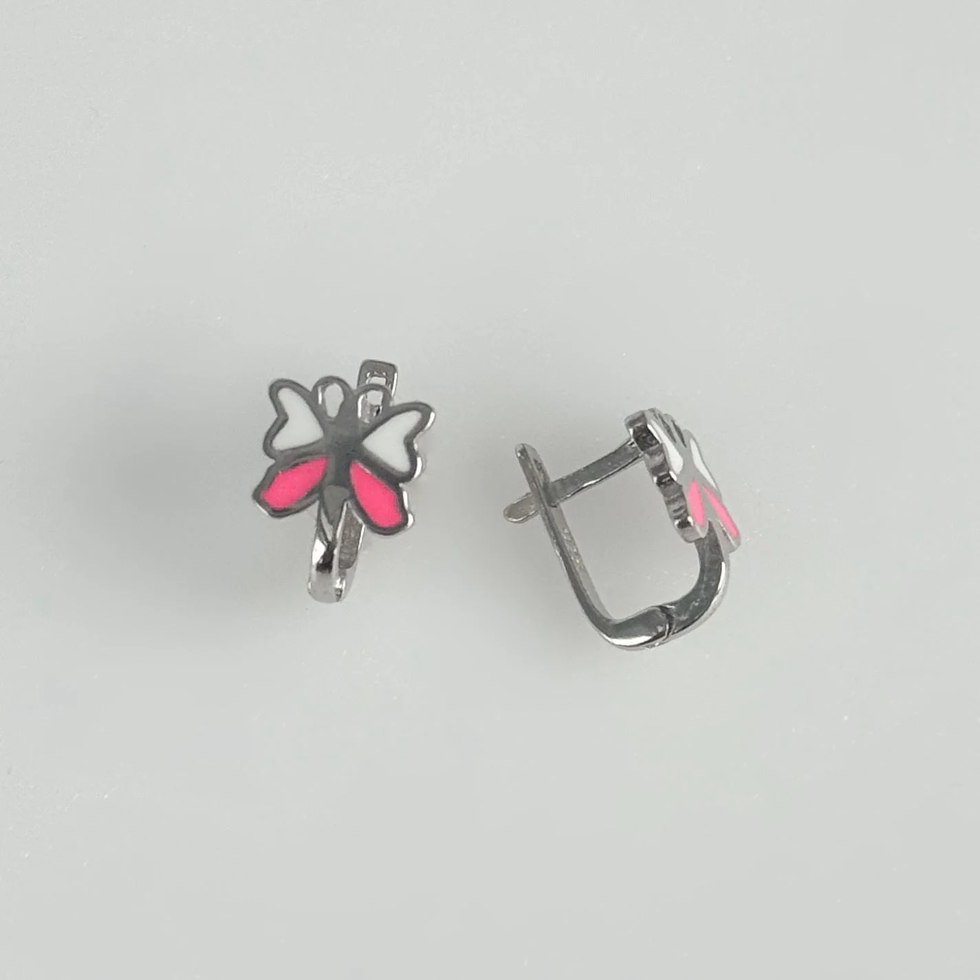 925 Sterling Silver Butterfly Lever Back Earrings with Enamel