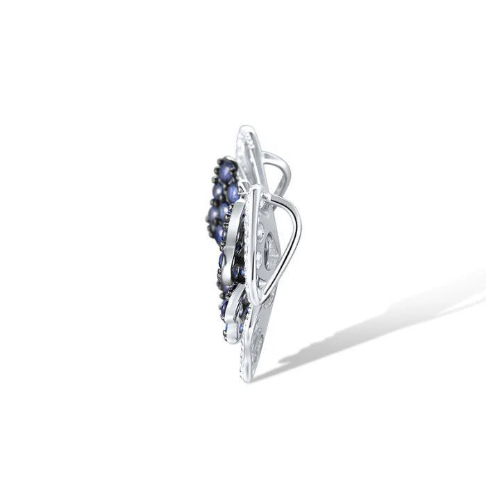 925 Sterling Silver Butterfly Pendant Created Sapphire and White Cubic Zirconia - Image 2