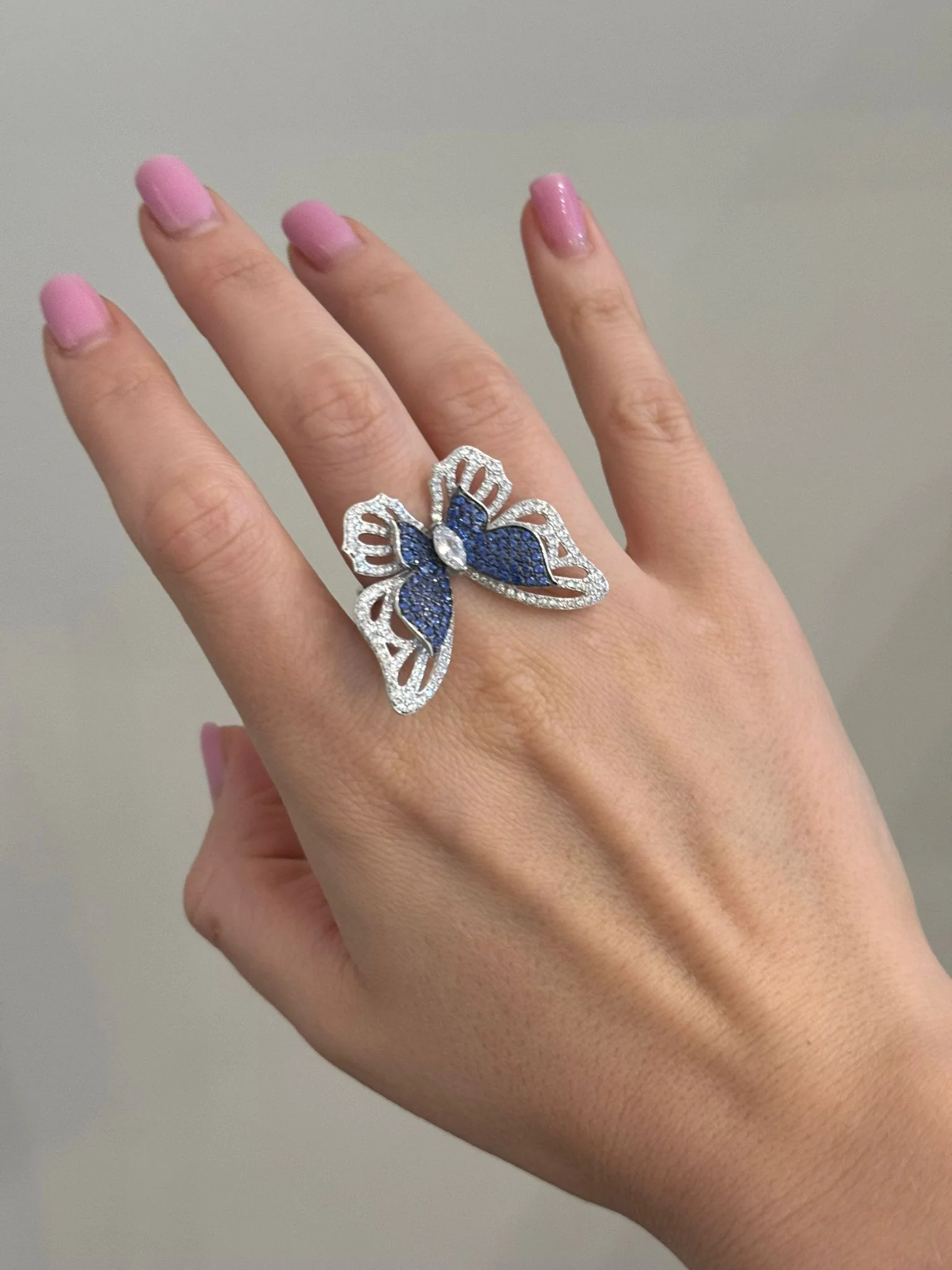 925 Sterling Silver Butterfly Ring with Cubic Zirconia - Image 3