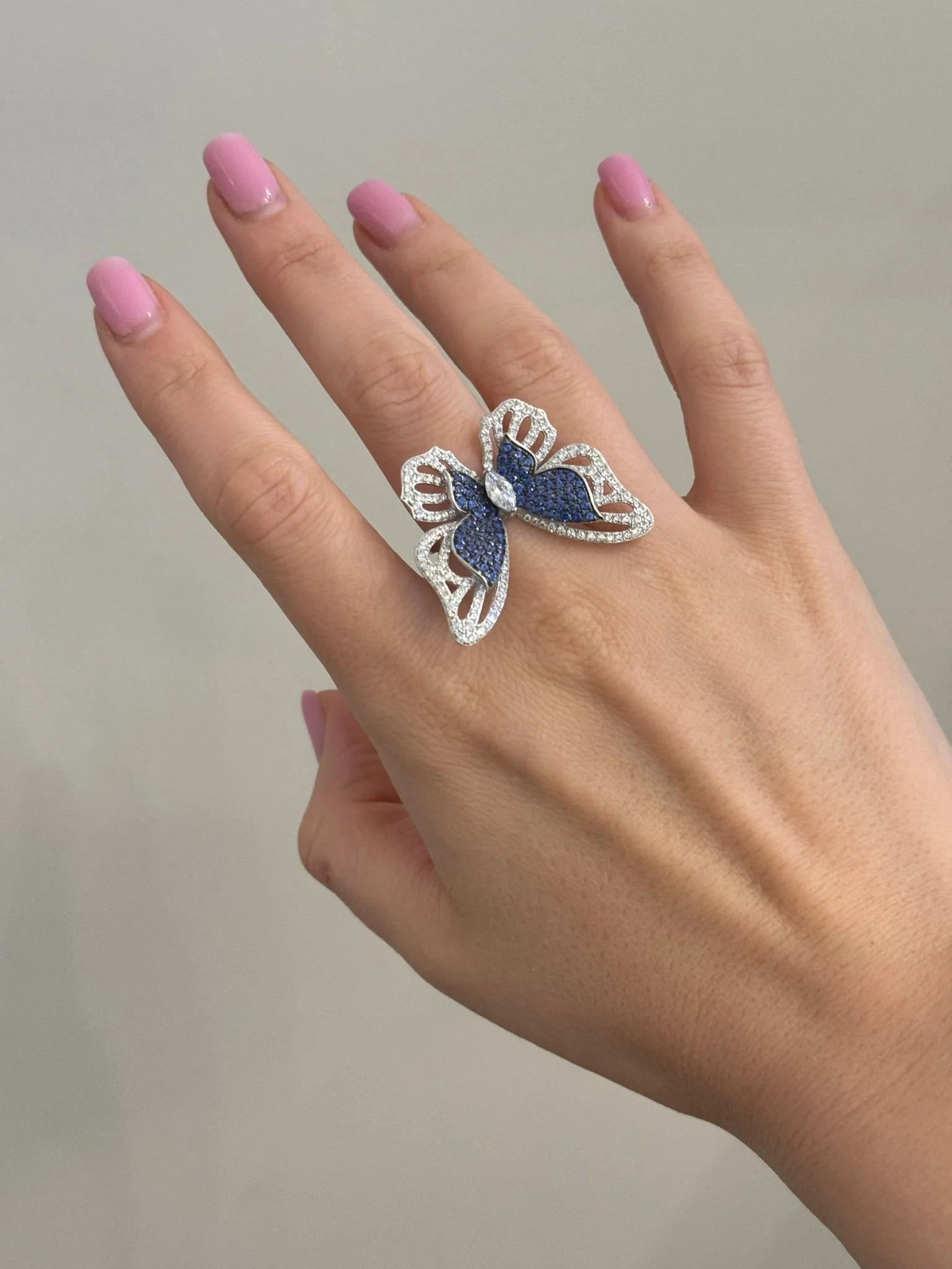 925 Sterling Silver Butterfly Ring with Cubic Zirconia - Image 4