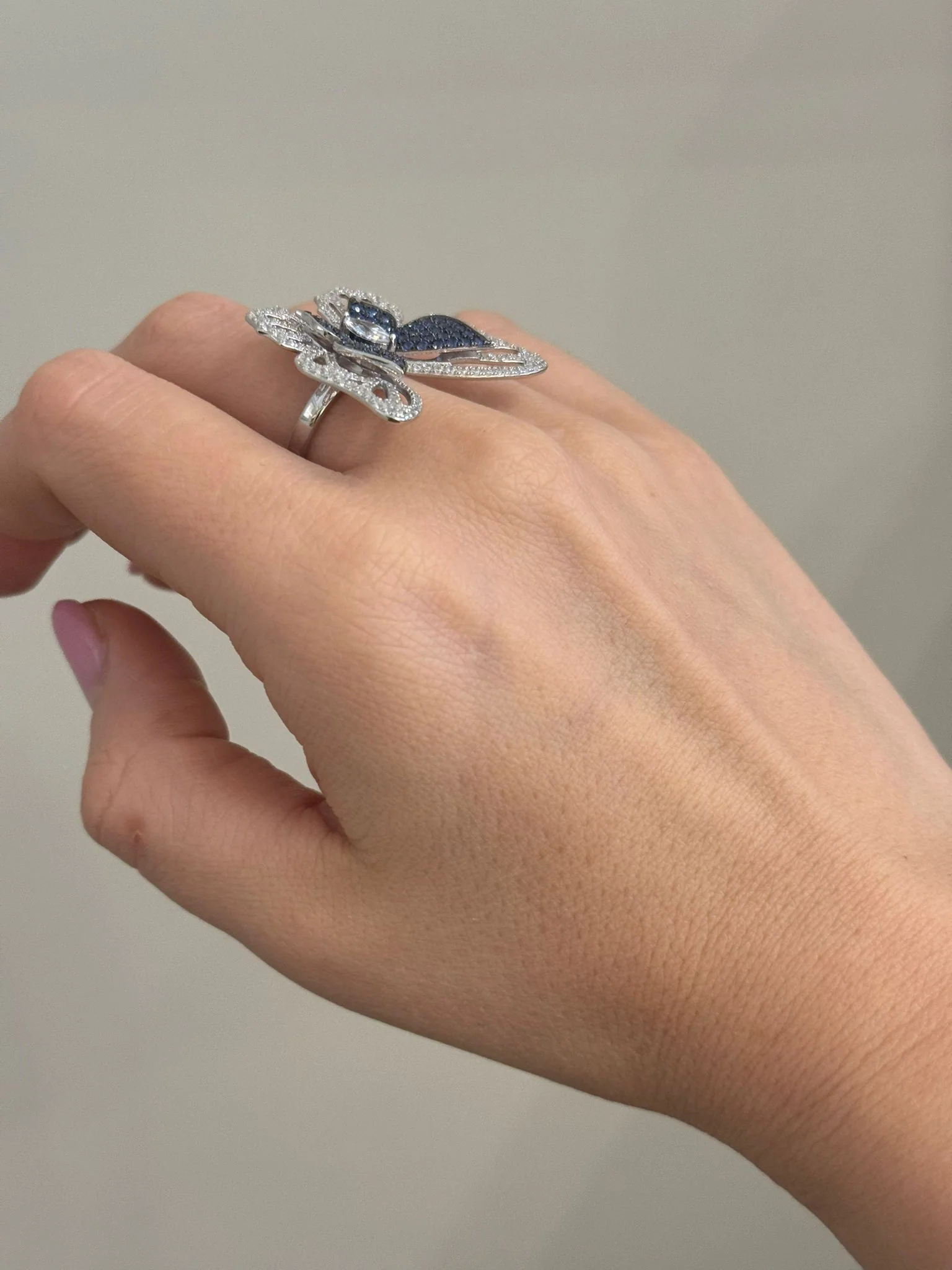 925 Sterling Silver Butterfly Ring with Cubic Zirconia - Image 5