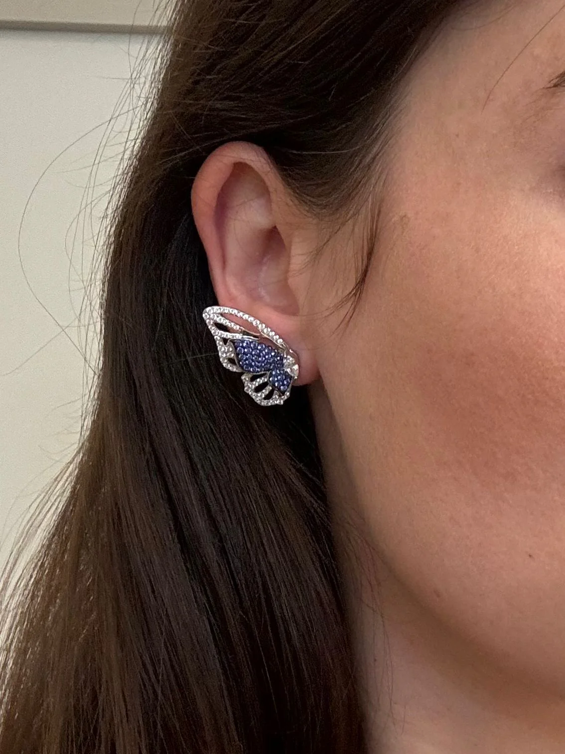 925 Sterling Silver Butterfly Stud Earrings with Cubic Zirconia - Image 4