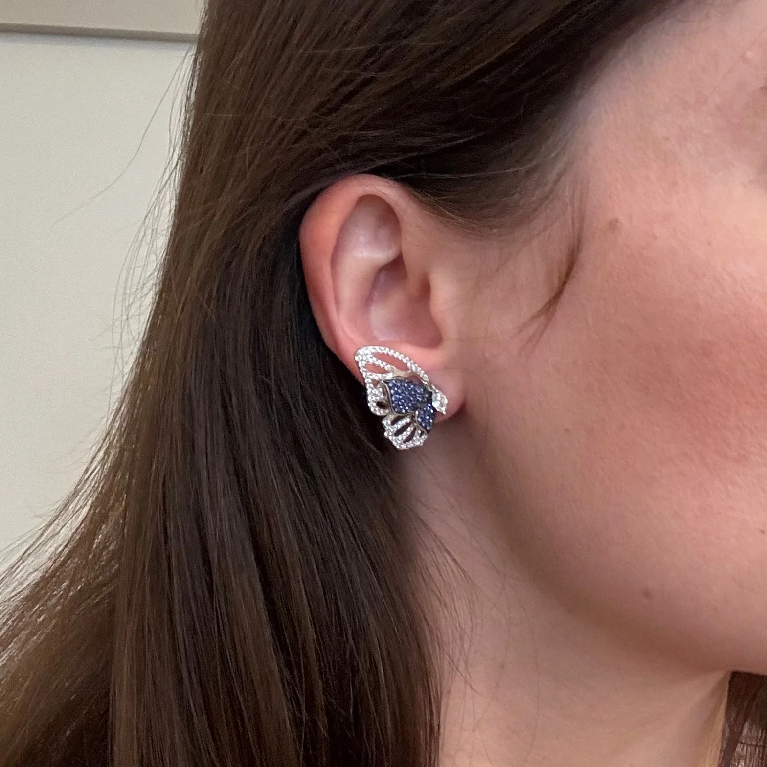 925 Sterling Silver Butterfly Stud Earrings with Cubic Zirconia - Image 5