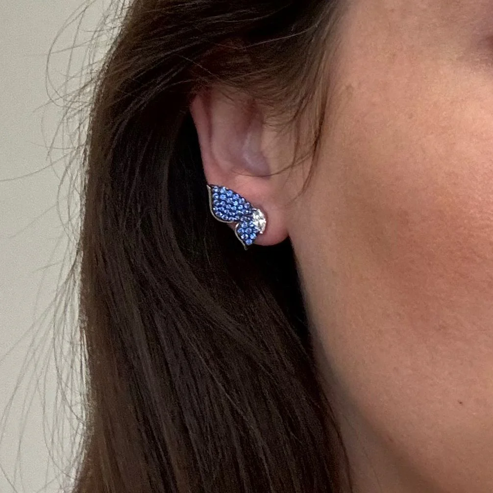 925 Sterling Silver Butterfly Stud Earrings with Cubic Zirconia - Image 6