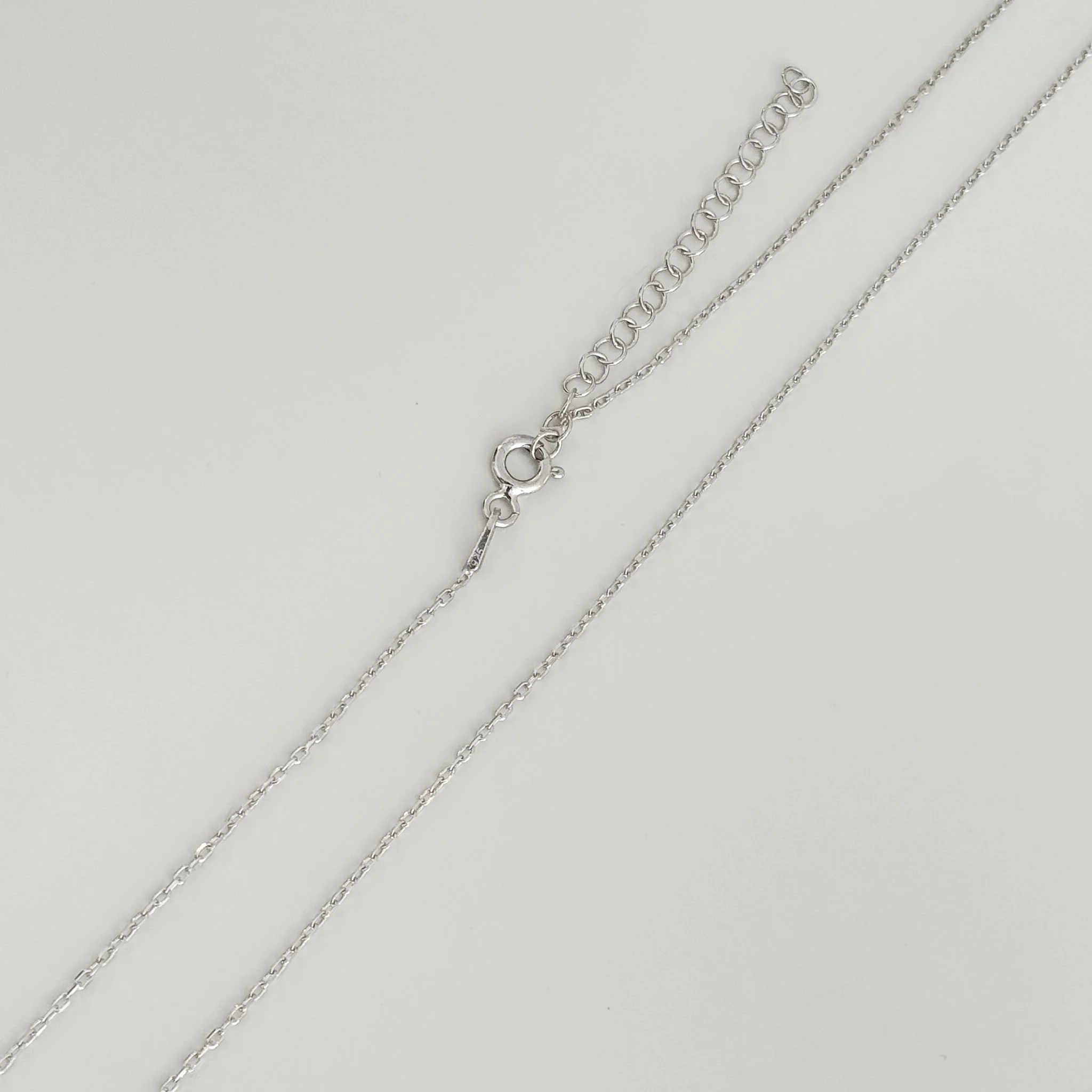 925 Sterling Silver Chain with Extension Plated with Rhodium 1 mm