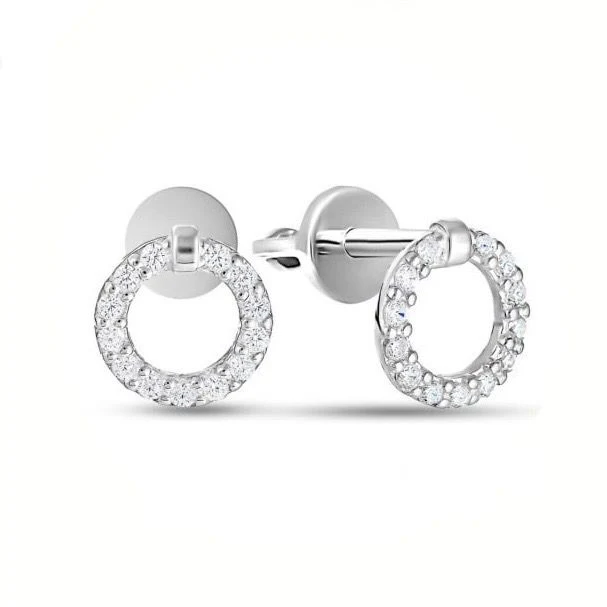925 Sterling Silver Circle Stud Earrings with Cubic Zirconia