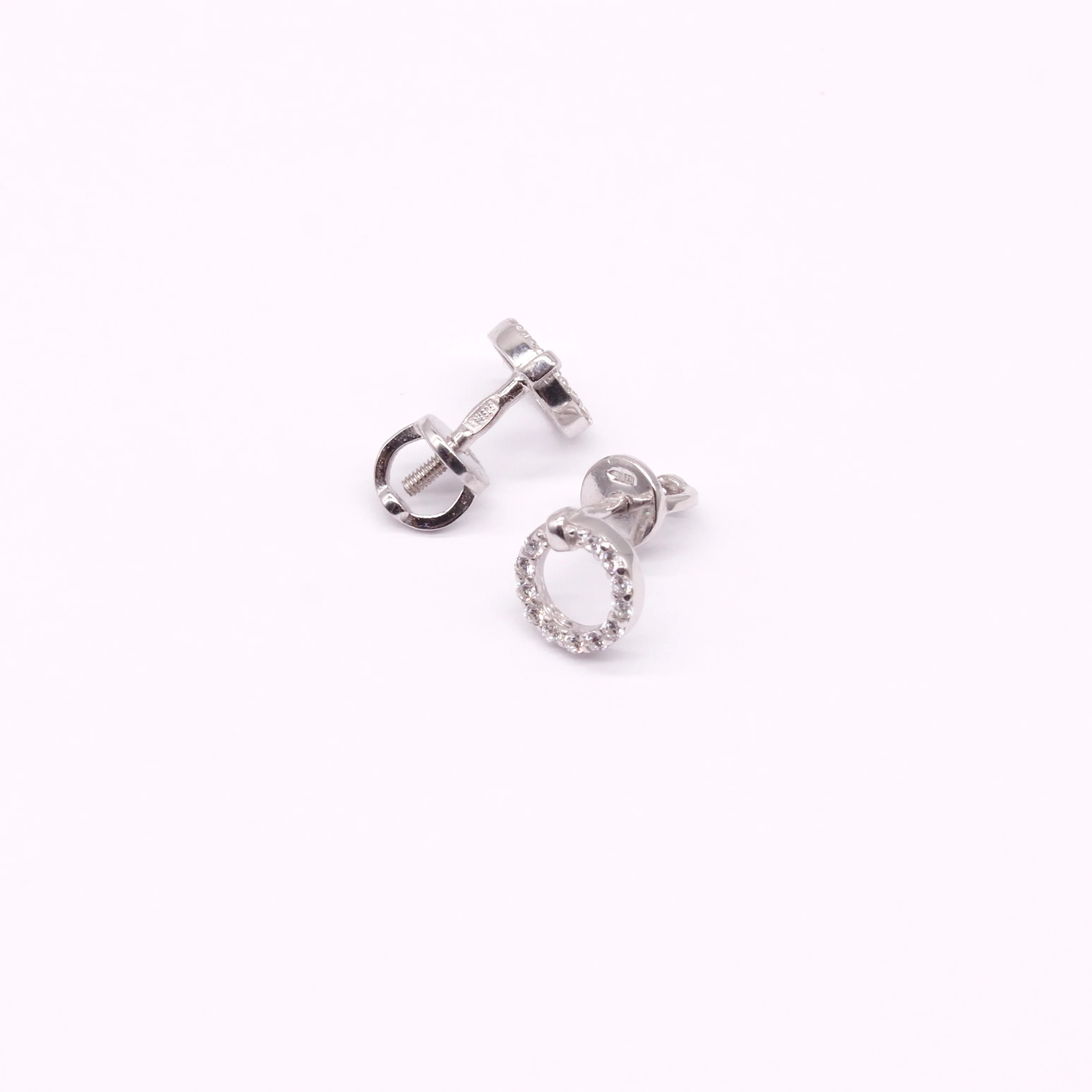 925 Sterling Silver Circle Stud Earrings with Cubic Zirconia - Image 4