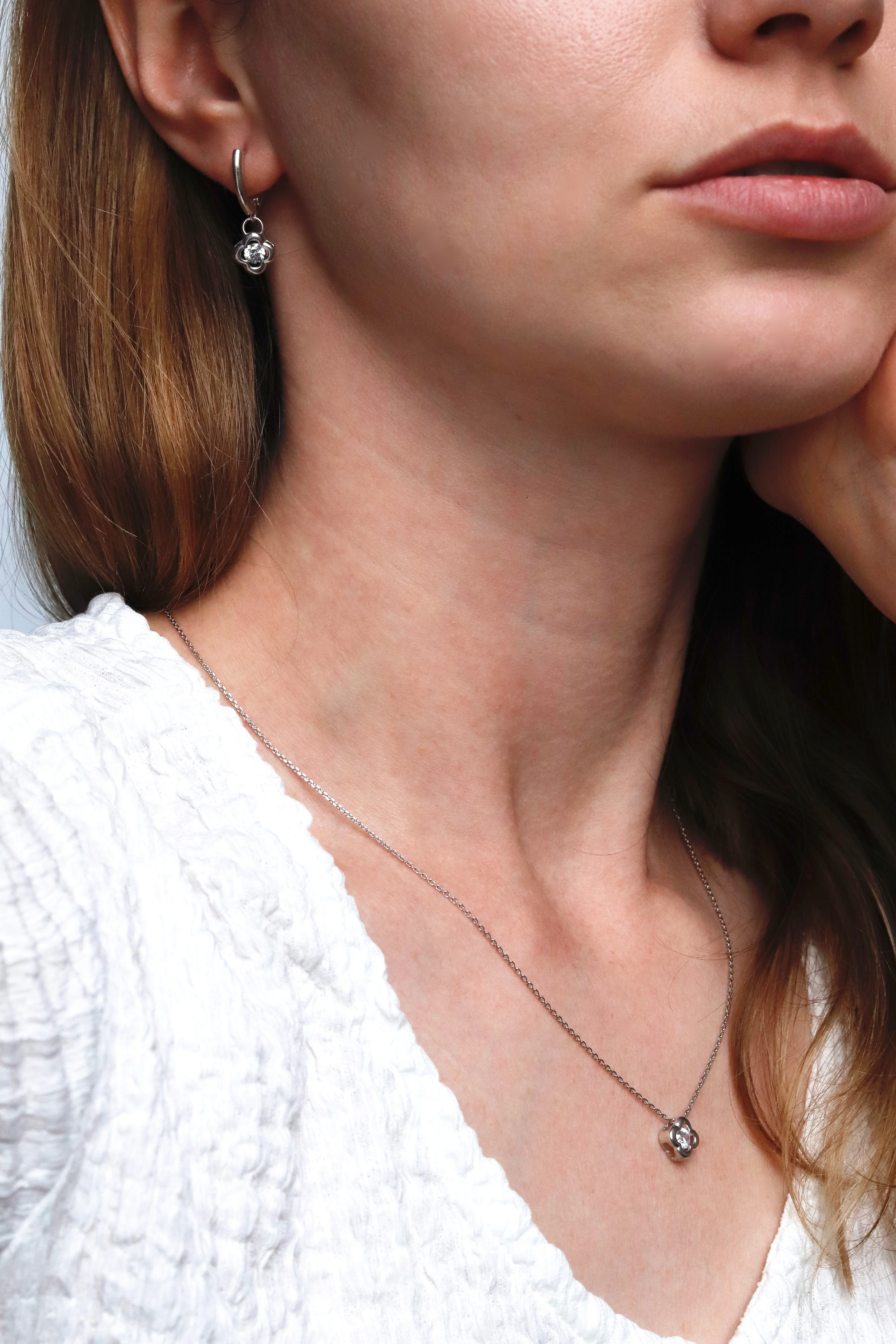 925 Sterling Silver Clover Drop Earrings with Cubic Zirconia - Image 3