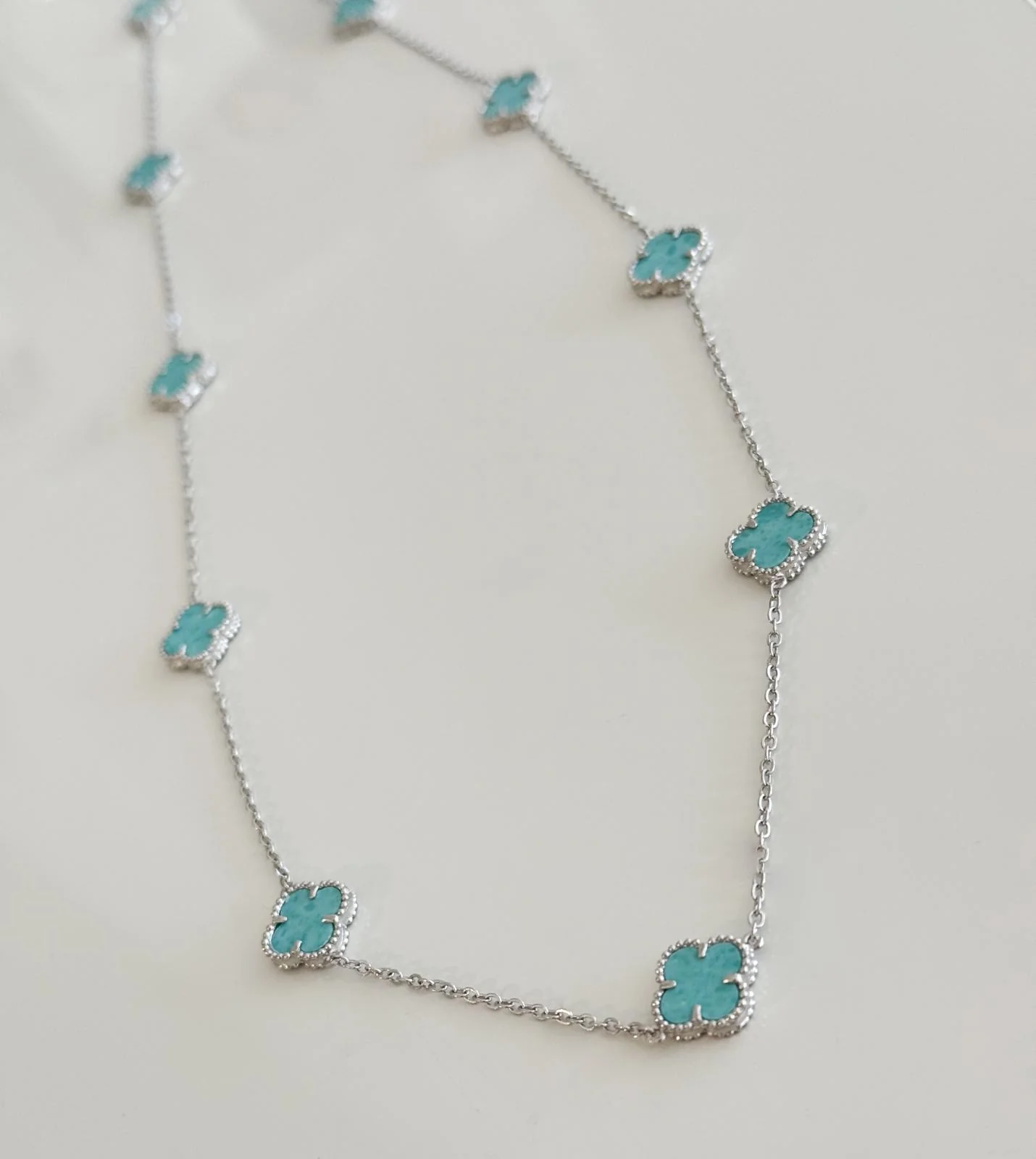 925 Sterling Silver Clover Necklace with Amazonite - Image 3