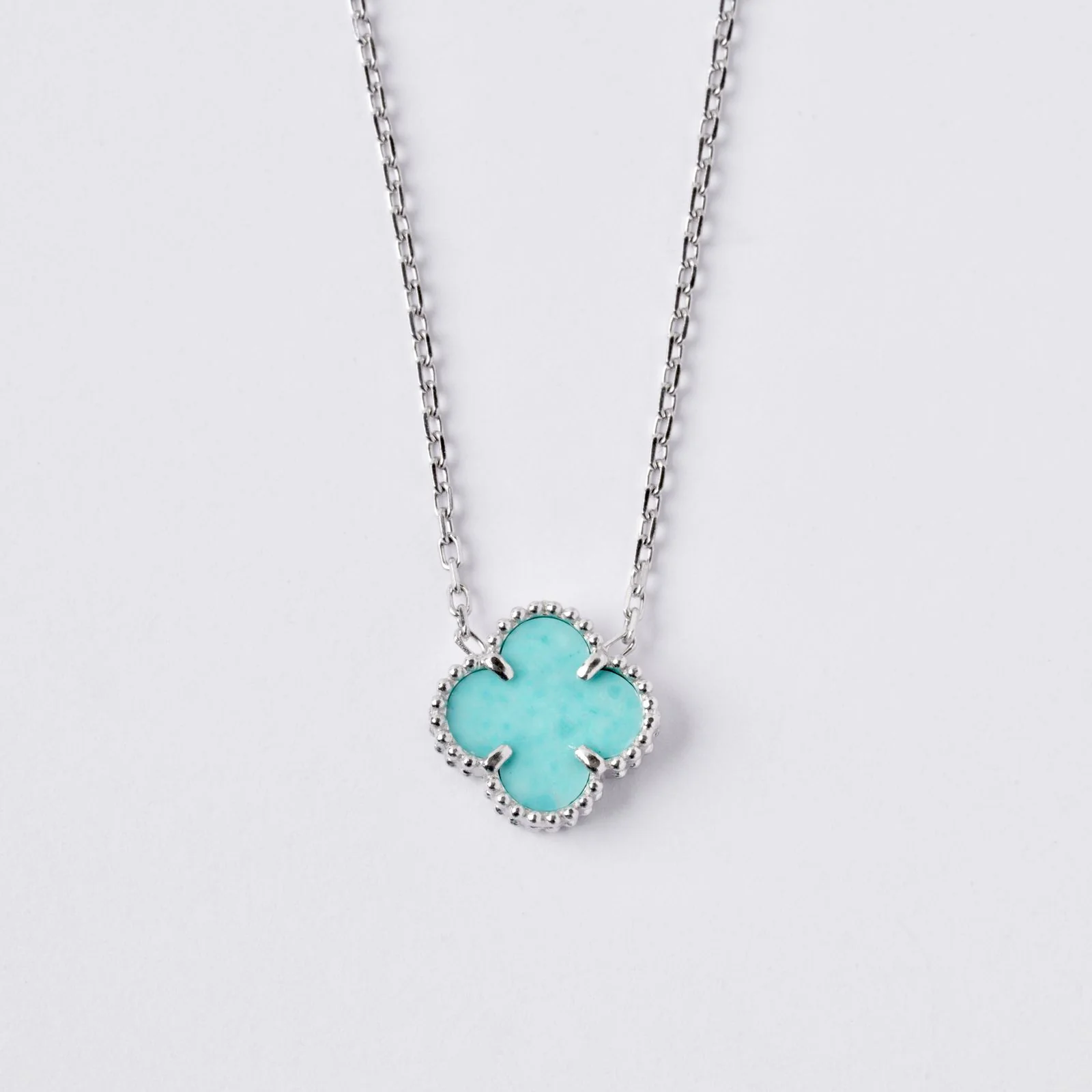 925 Sterling Silver Clover Necklace with Amazonite - Image 3