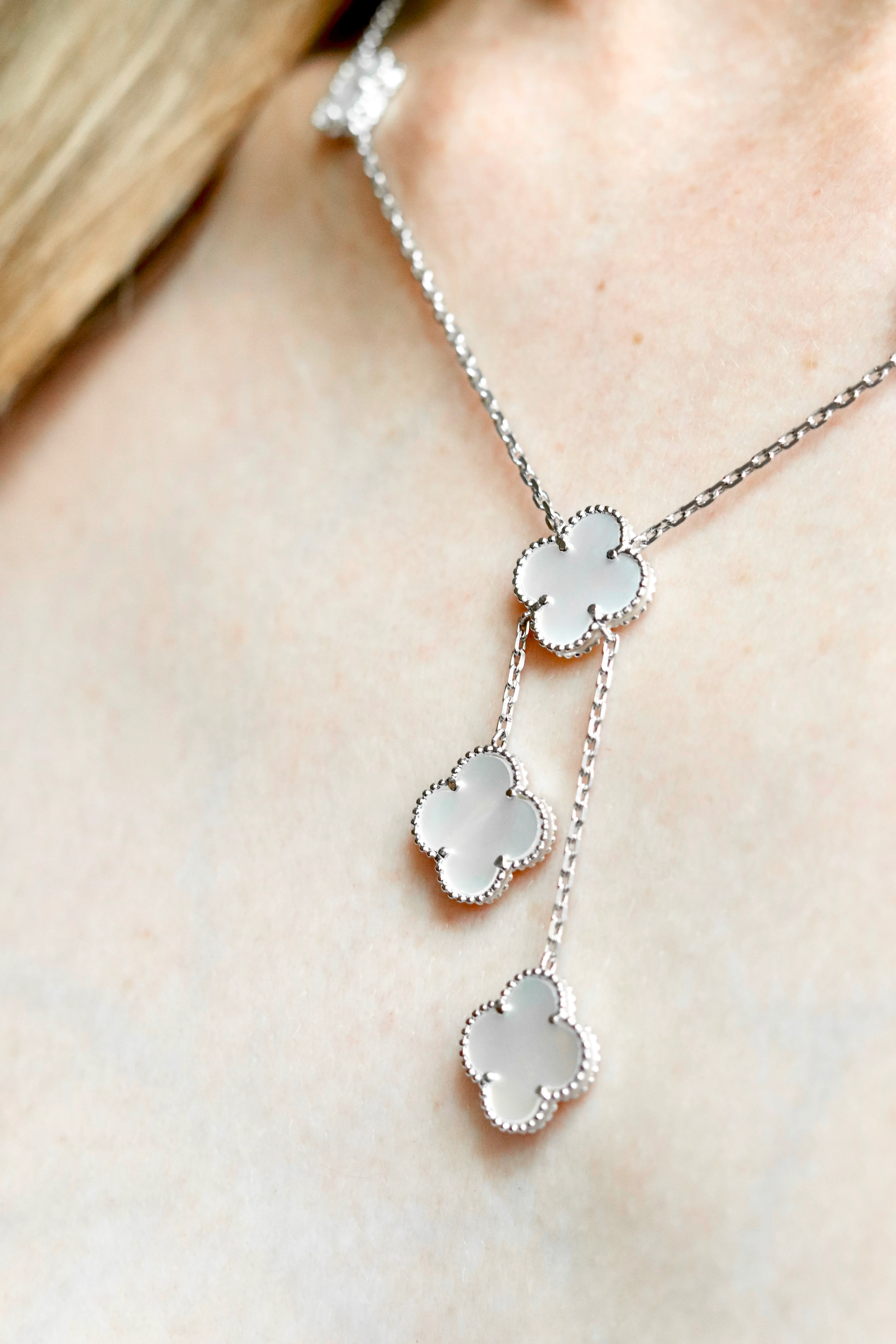925 Sterling Silver Clover Necklace with Mother of Pearl - Image 3