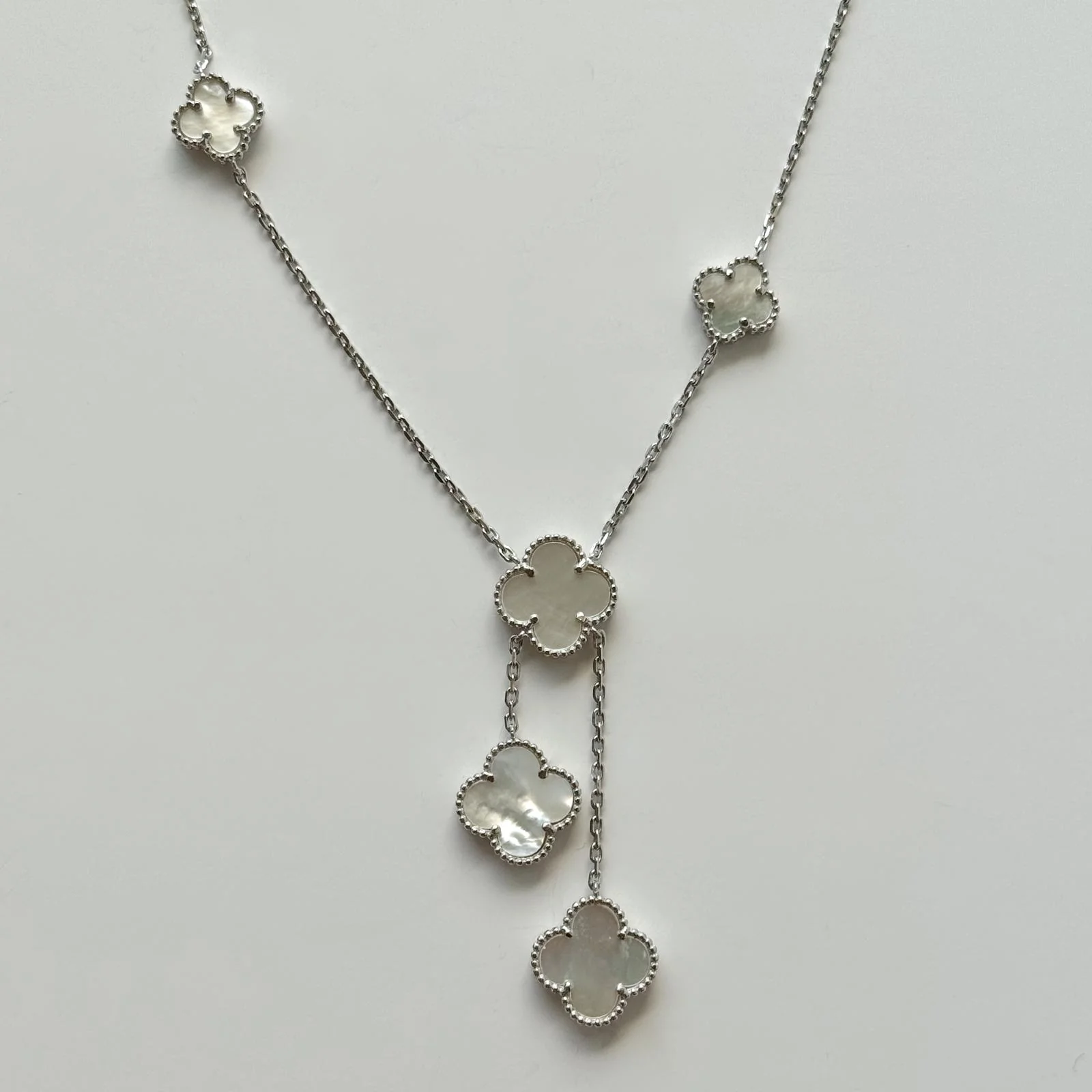 925 Sterling Silver Clover Necklace with Mother of Pearl - Image 4