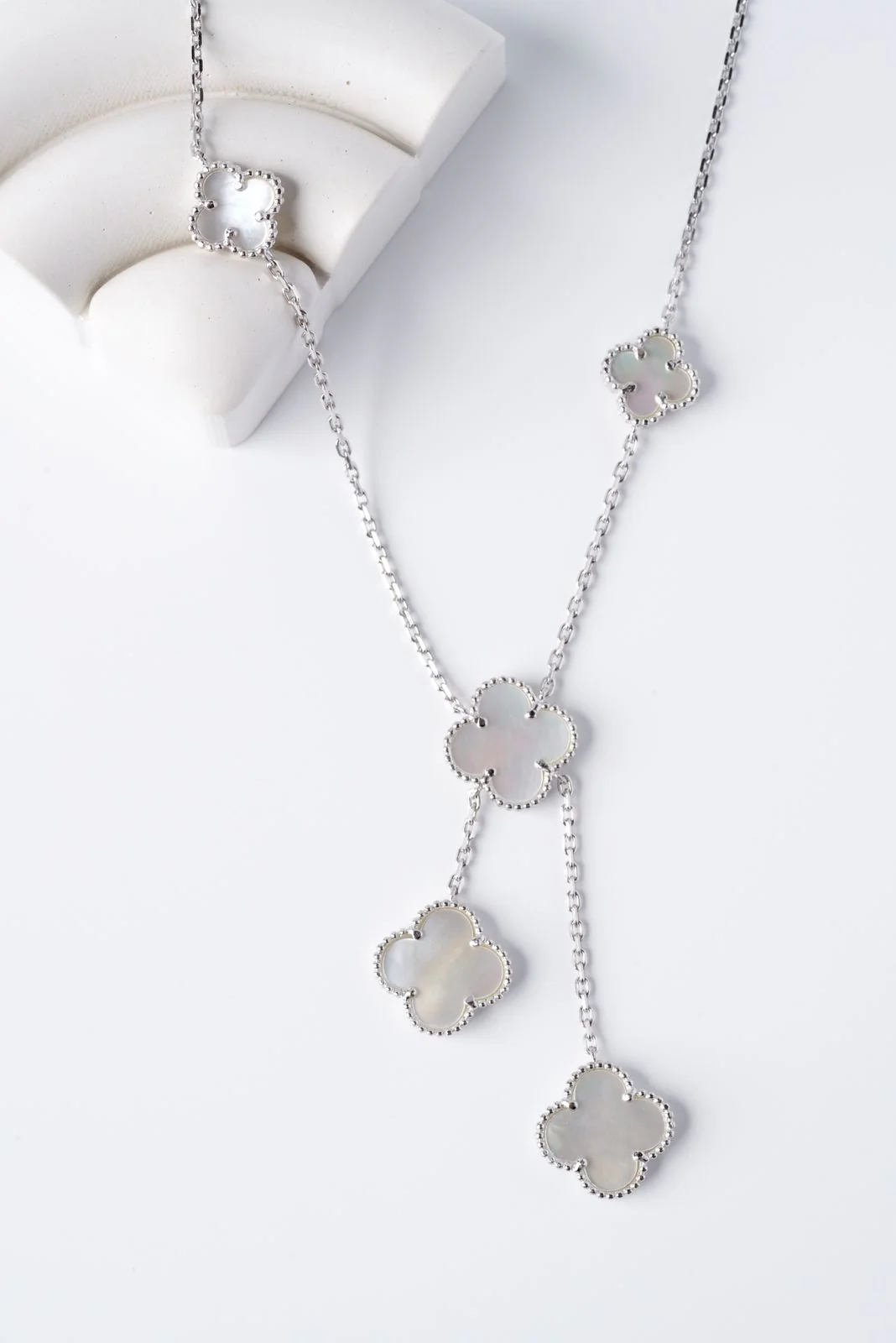 925 Sterling Silver Clover Necklace with Mother of Pearl - Image 5