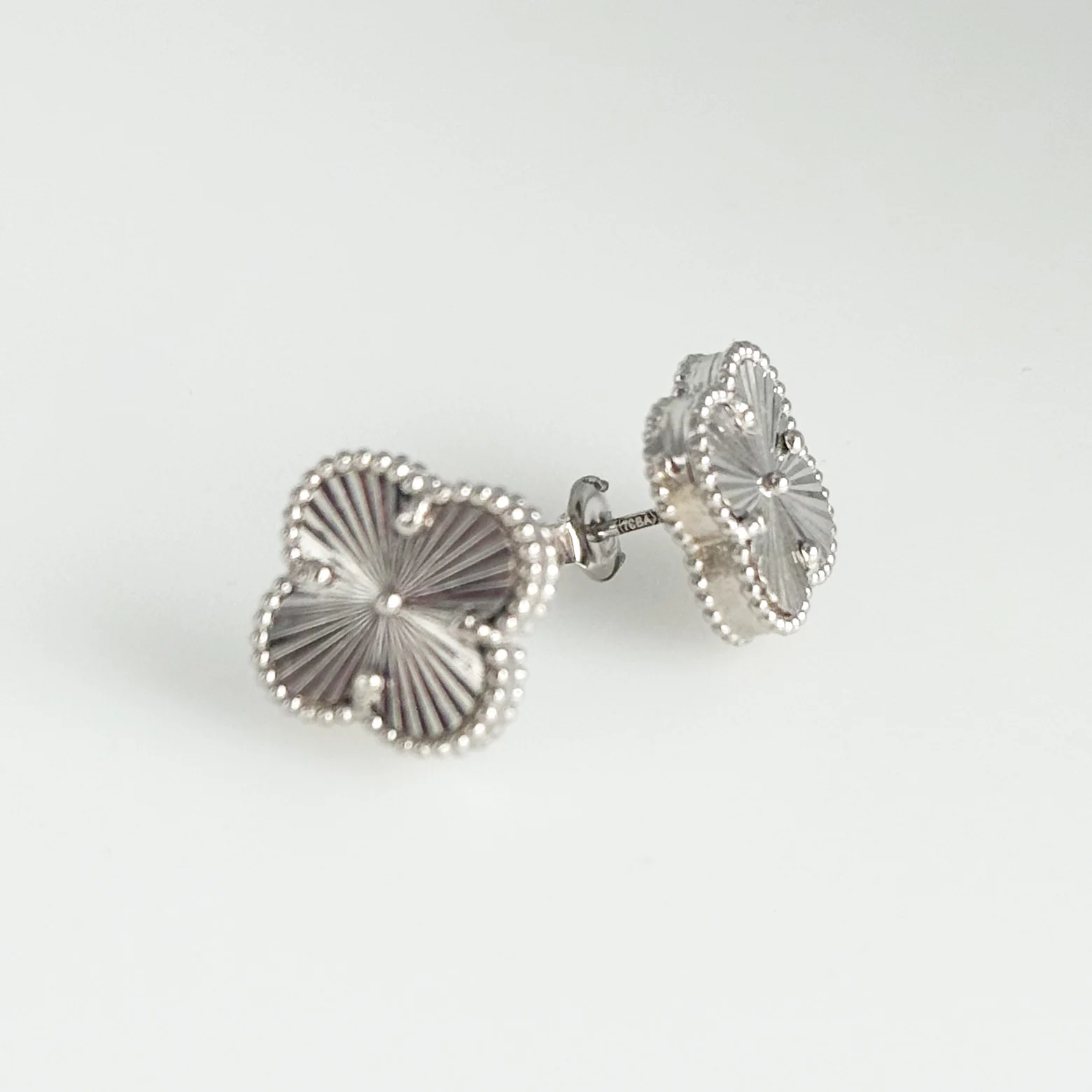 925 Sterling Silver Clover Stud Earrings - Image 2