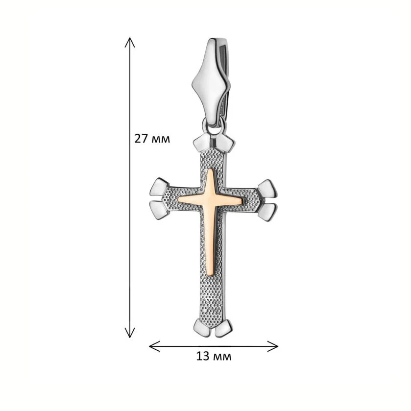 925 Sterling Silver Cross with Rose Gold Overlays - Image 2