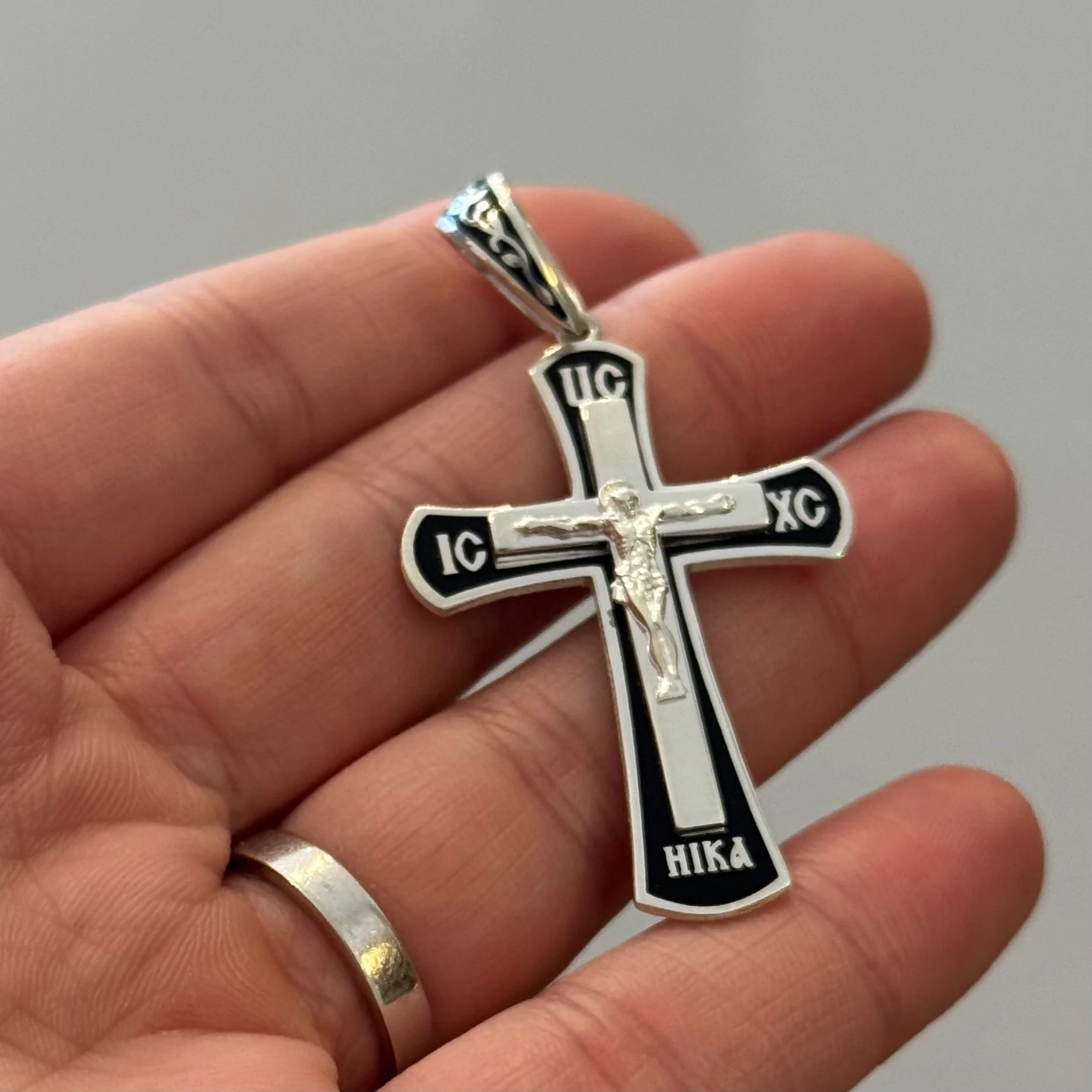 925 Sterling Silver Cross with Enamel - Image 2