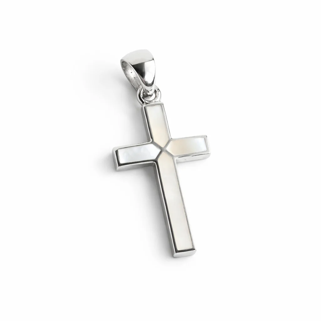 925 Sterling Silver Cross with Mother of Pearl