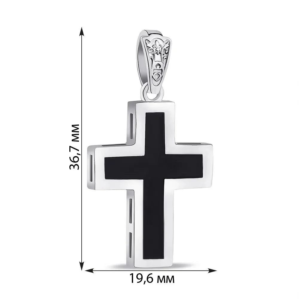 925 Sterling Silver Cross with Onyx Insert - Image 2