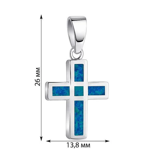 925 Sterling Silver Cross with Opal - Image 2