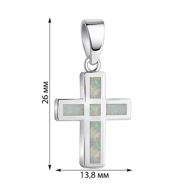 925 Sterling Silver Cross with Opal - Image 2