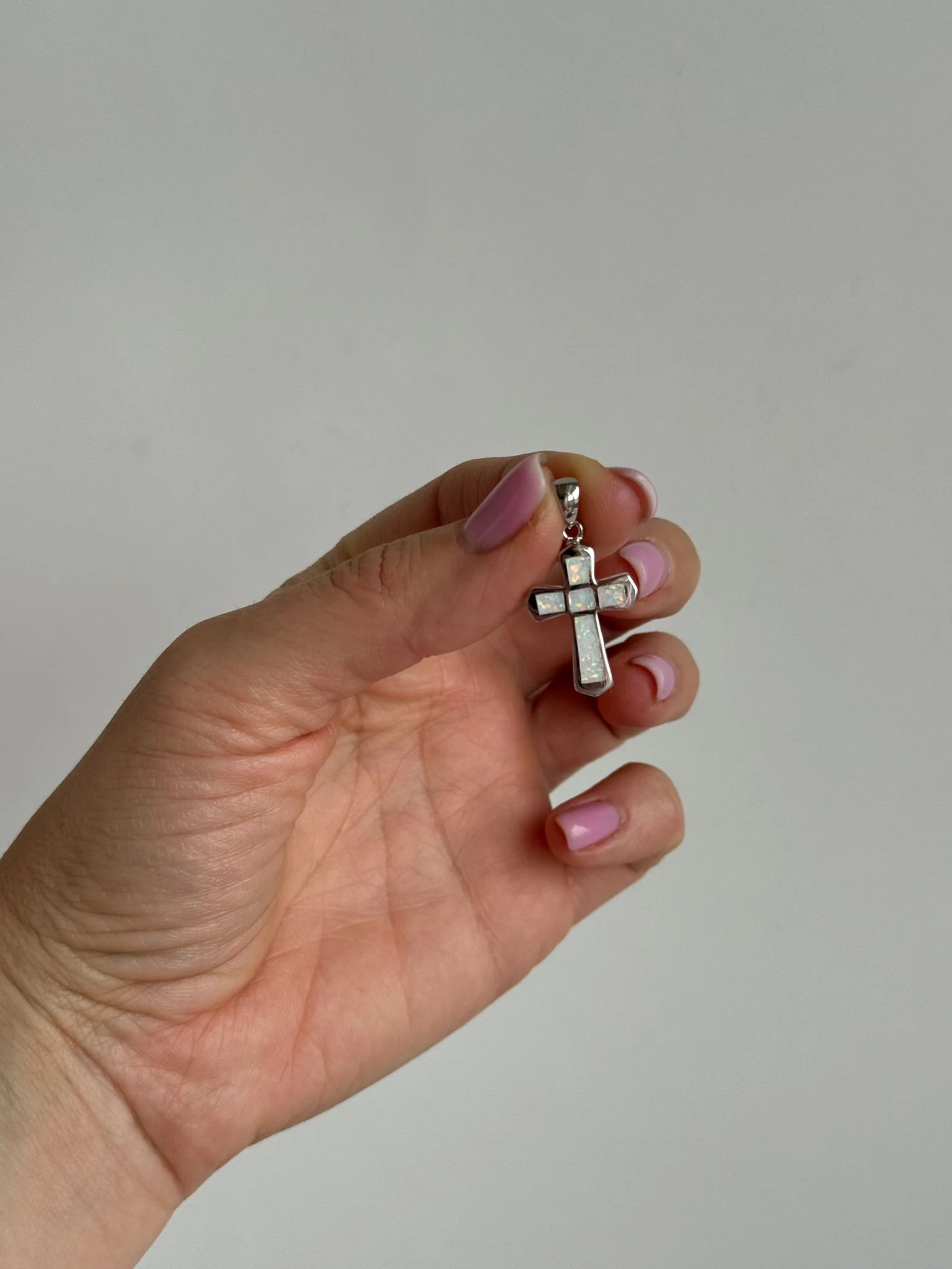 925 Sterling Silver Cross with Opal - Image 2