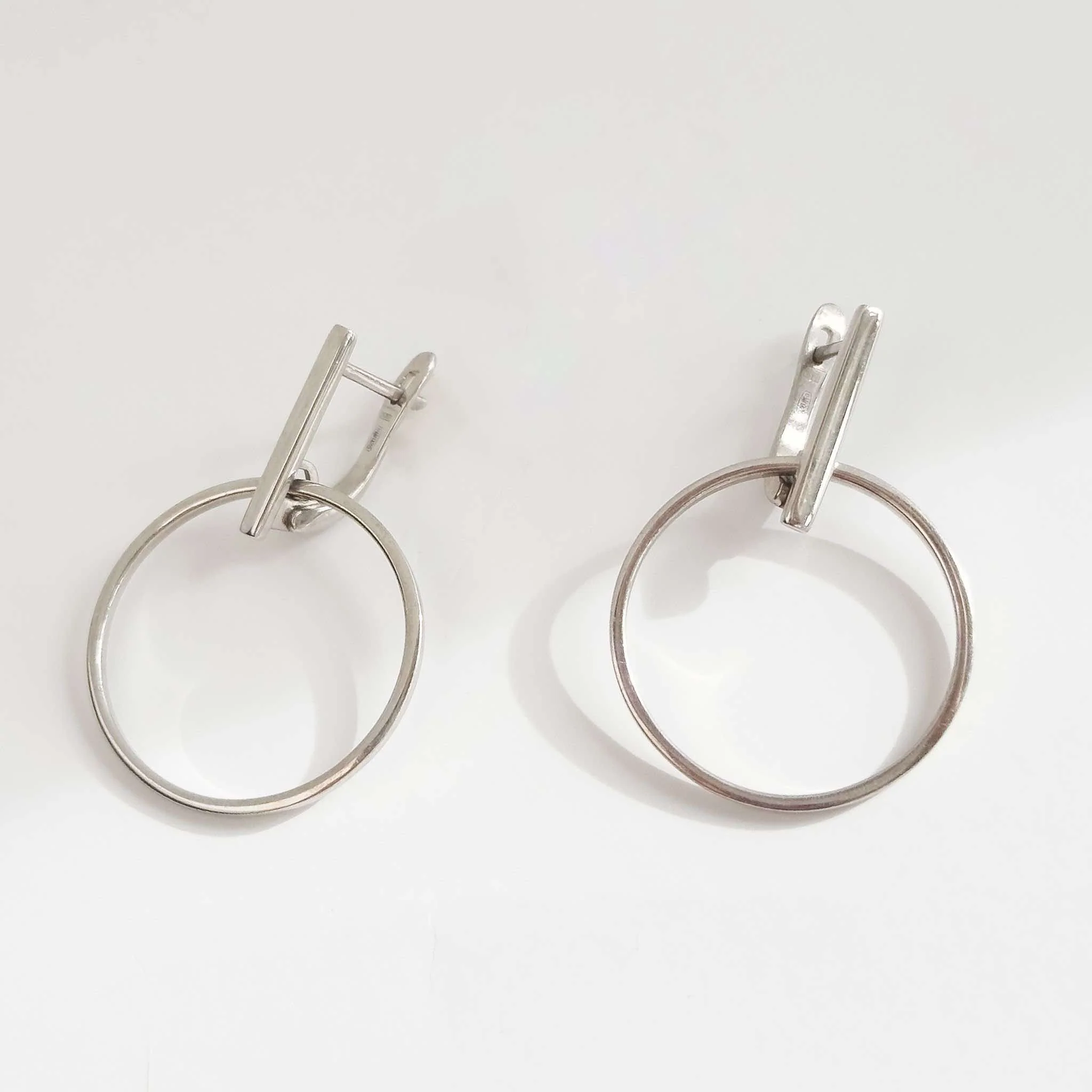 925 Sterling Silver Drop Circles Earrings - Image 3