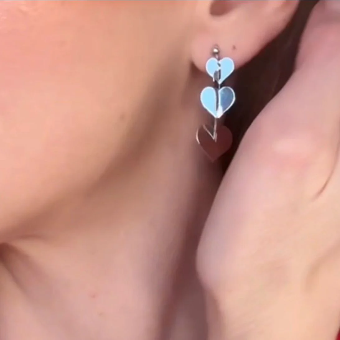 925 Sterling Silver Drop Heart Earrings - Image 3