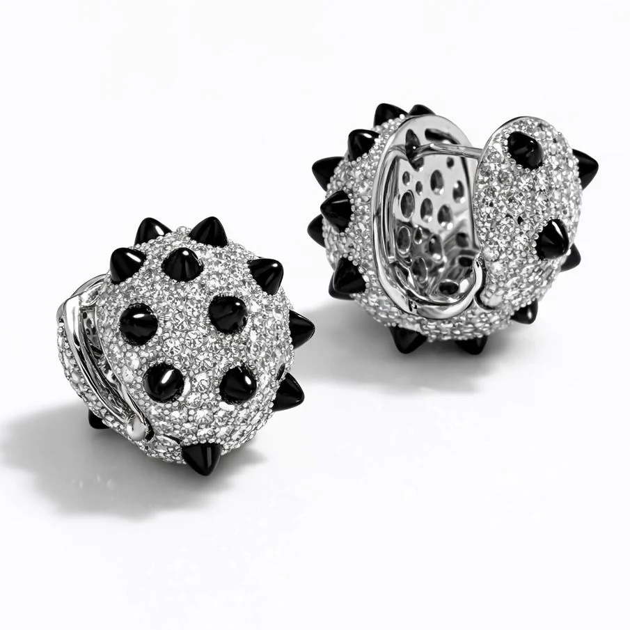 925 Sterling Silver Earrings with Enamel and Cubic Zirconia - Image 2