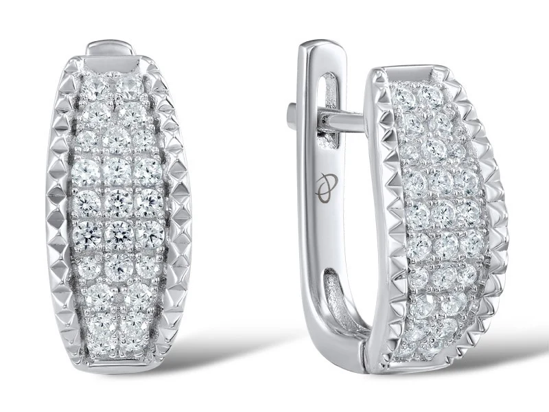 925 Sterling Silver Earrings with White Cubic Zirconia - Image 2