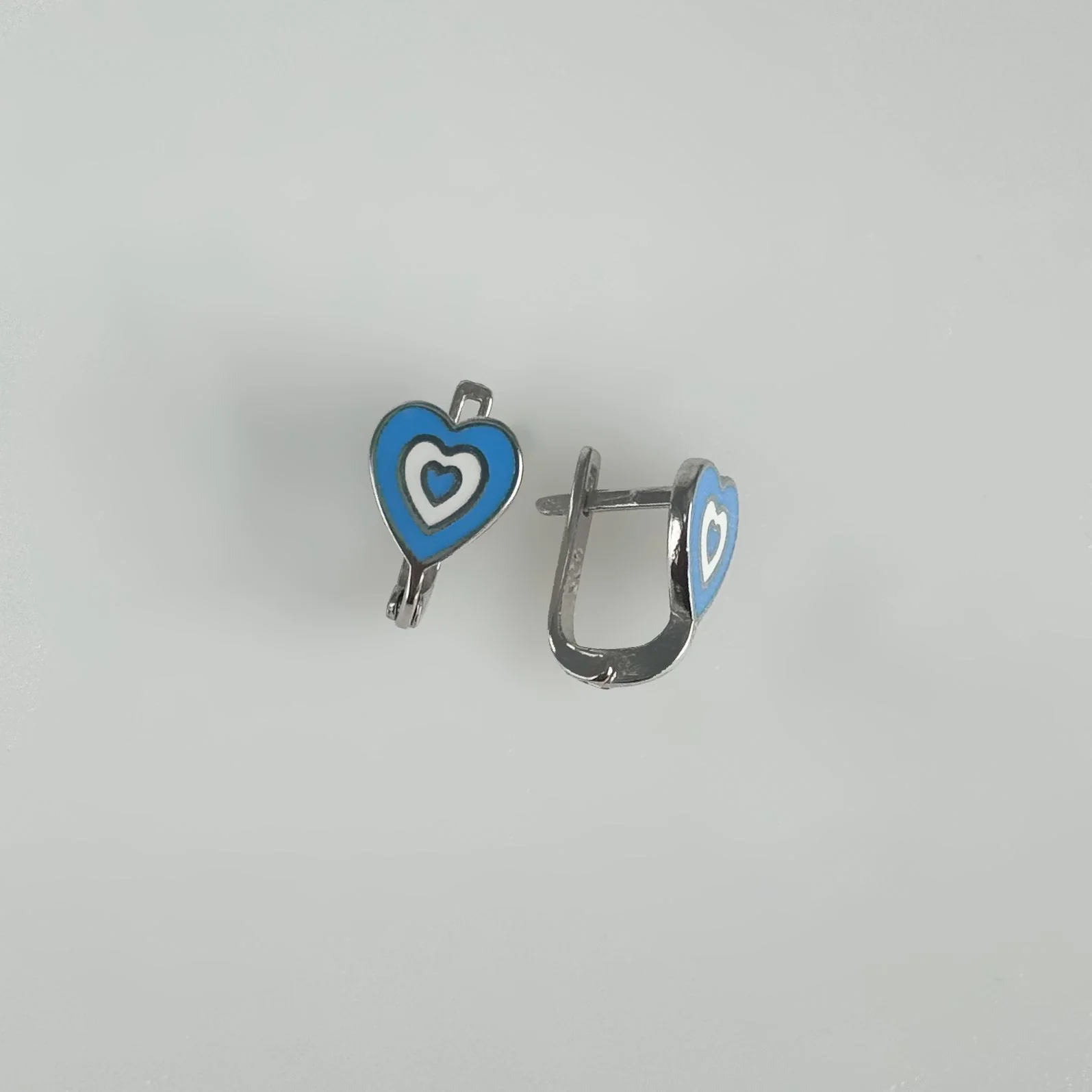 925 Sterling Silver Heart Lever Back Earrings with Enamel