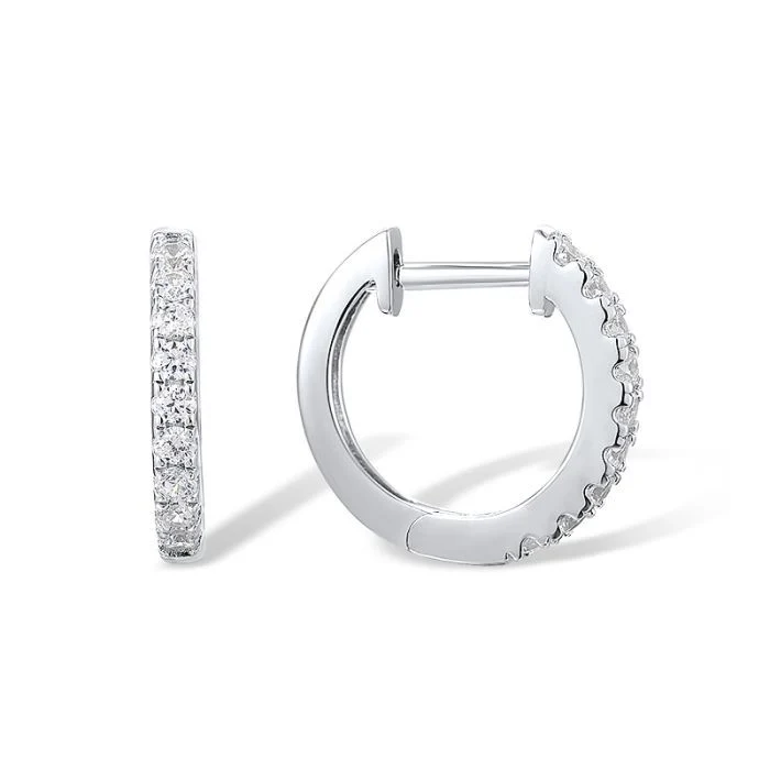 925 Sterling Silver Hoop Earrings with Cubic Zirconia - Image 2