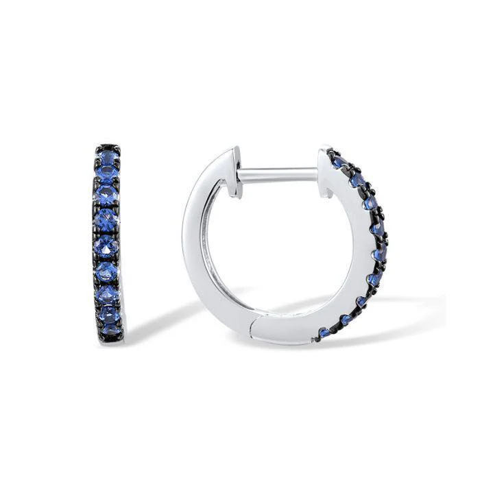 925 Sterling Silver Hoop Earrings with Nano Blue Cubic Zirconia - Image 2