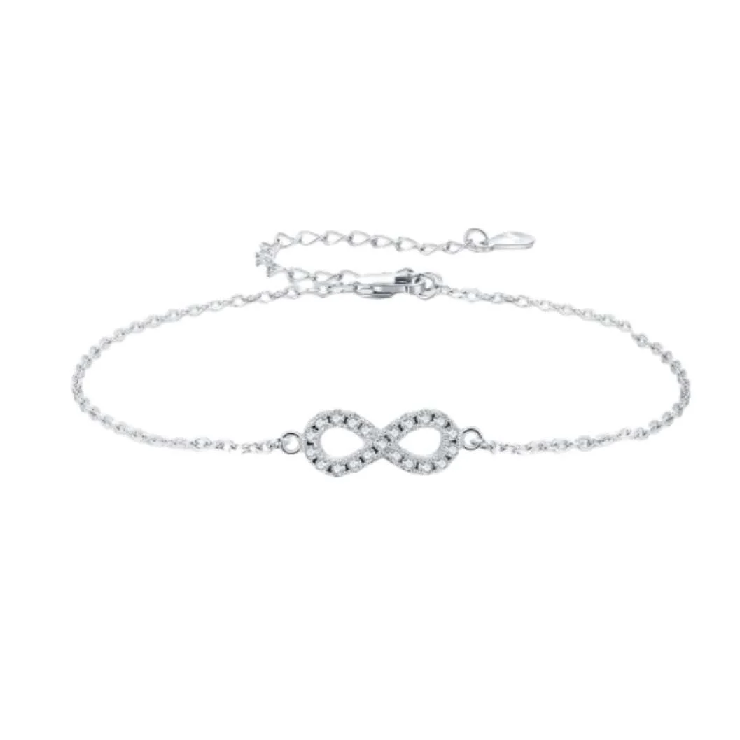 925 Sterling Silver Infinity Bracelet with Moissanites