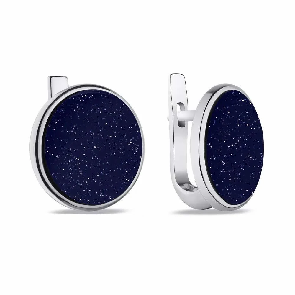 925 Sterling Silver Lever Back Earrings with Aventurine