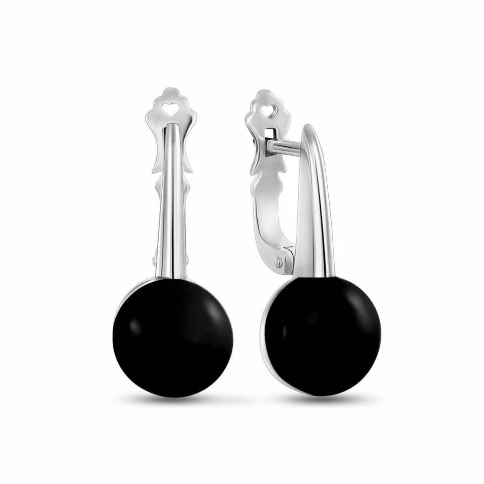 925 Sterling Silver Lever Back Earrings with Cabochon